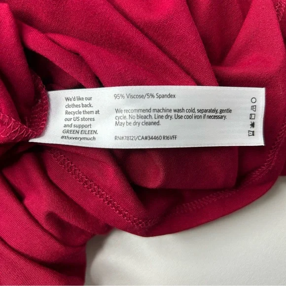 EILEEN FISHER Size‎ 1X China Red Mock Neck Lightweight Viscose Jersey Tunic Top.